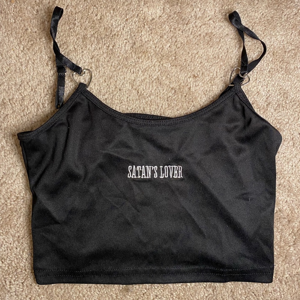 “Satans Lover” Embroidered Tank Top